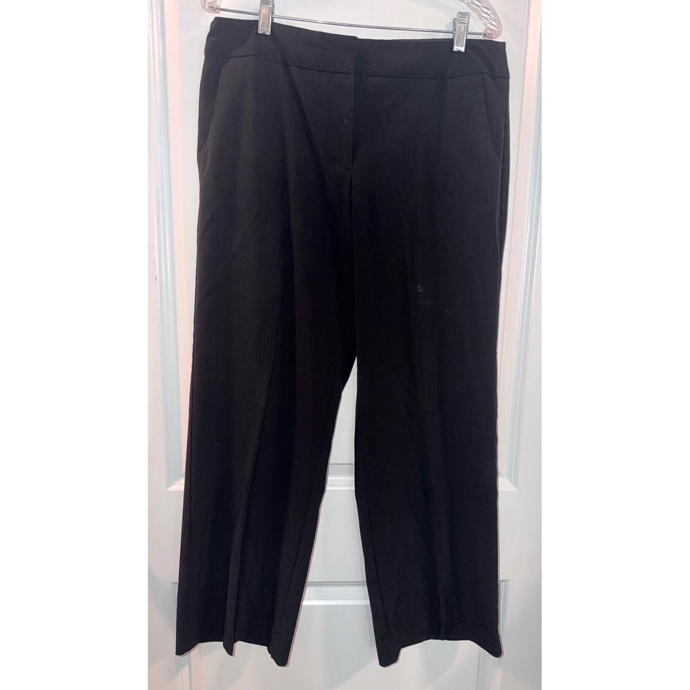 George Womens 34X28 Black Straight Leg Dress Pants Trousers 12 Petite Stretchy